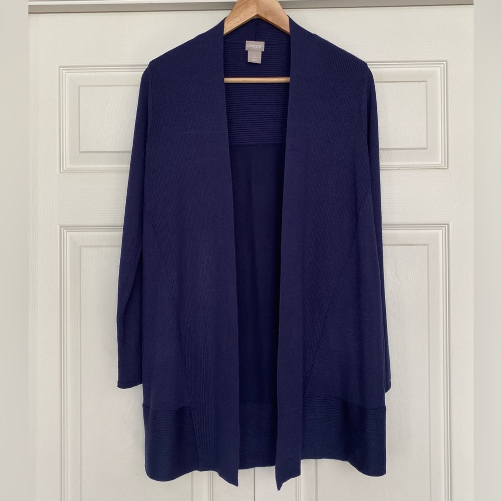 {Chico's} Ribbed Cardigan Sweater in Navy - Women's Small (0) - NWT